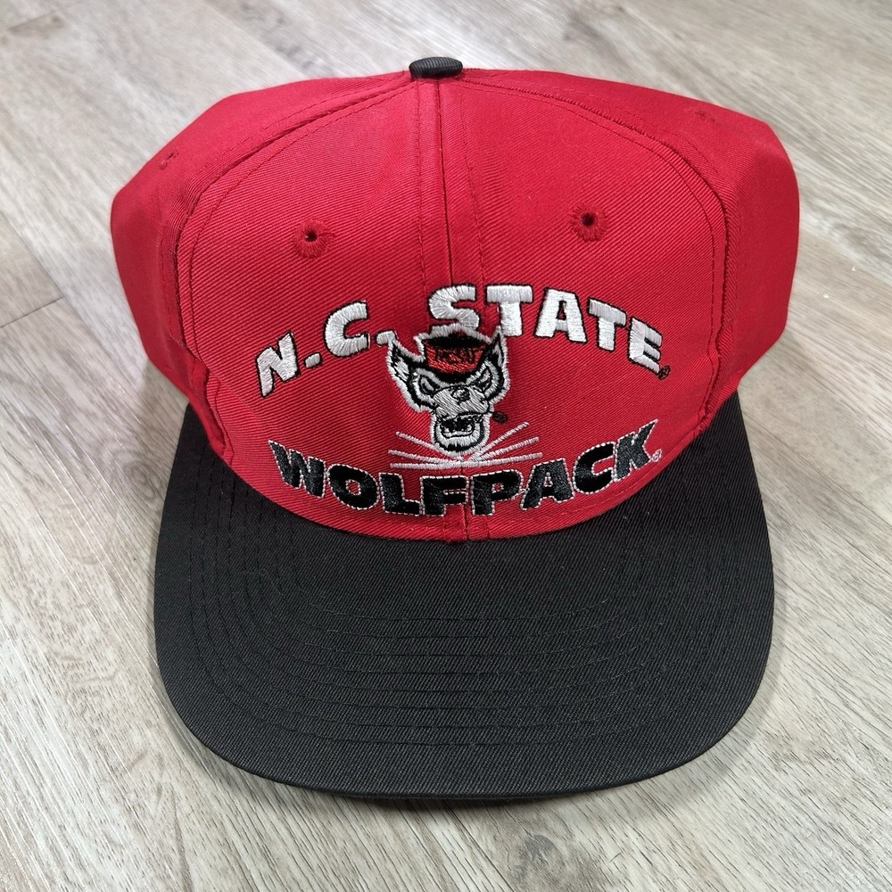 VTG NC State Wolfpack Snapback Hat College Collegiate Red Black Cap